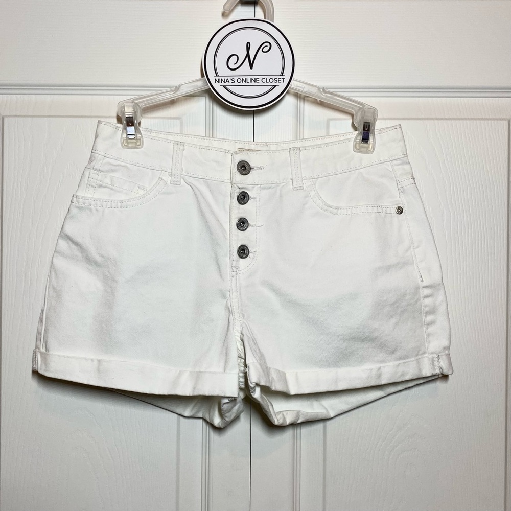 L.E.I. Juniors Denim Jean Shorts Tatum High Rise White Size 7